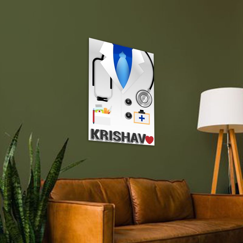 Personalized Doctor Acrylic Photo Frame With 3D Name for Hospital, Clinic & Medical Office Gifts for Doctors Clinic Decoration Items Thankyou Gift For Doctor